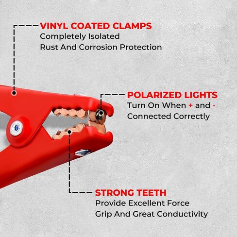 Jumper Cable | Heavy Duty Jumper Cables for Trucks, SUV | Self Rescue Car Jump Starter | Quick Connect, Built-in Lights, Portable | Prioritizing Safety | 6 Gauge Wire, 12 Ft. in Saudi Arabia