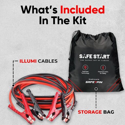 Jumper Cable | Heavy Duty Jumper Cables for Trucks, SUV | Self Rescue Car Jump Starter | Quick Connect, Built-in Lights, Portable | Prioritizing Safety | 6 Gauge Wire, 12 Ft. in Saudi Arabia