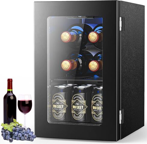 Wine Cooler Refrigerator with Glass Door, Mini Wine Fridge for Red, White and Champagne, Built-in Wine Cellar, 40-61F Digital Temperature Control, Indoor Use in Kuwait