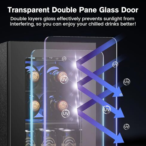 Wine Cooler Refrigerator with Glass Door, Mini Wine Fridge for Red, White and Champagne, Built-in Wine Cellar, 40-61F Digital Temperature Control, Indoor Use in Kuwait