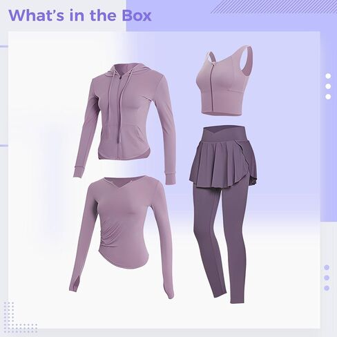 مجموعة Pilates لليوغا النسائية ، 4 قطع في XXL ، تشمل سترة ، حمالة صدر رياضية ، أعلى الأكمام الطويلة ، بوليستر تنفس القابل للتنفس in Kuwait