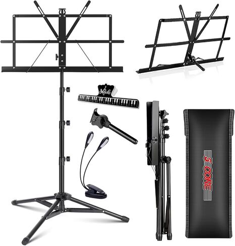 5 Core Sheet Music Stand 2 in 1 Dual Dual Use Professional قابل للتعديل 28-67 بوصة قابلة للطي حامل حامل ثلاثي القوائم (الأزرق ، النسخة العليا) in Saudi Arabia