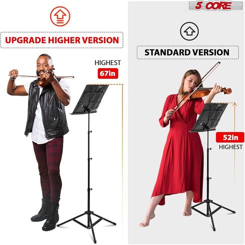 5 Core Sheet Music Stand 2 in 1 Dual Dual Use Professional قابل للتعديل 28-67 بوصة قابلة للطي حامل حامل ثلاثي القوائم (الأزرق ، النسخة العليا) in Saudi Arabia