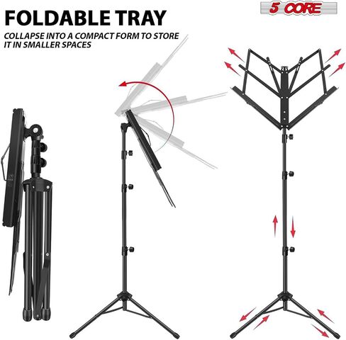 5 Core Sheet Music Stand 2 in 1 Dual Dual Use Professional قابل للتعديل 28-67 بوصة قابلة للطي حامل حامل ثلاثي القوائم (الأزرق ، النسخة العليا) in Saudi Arabia
