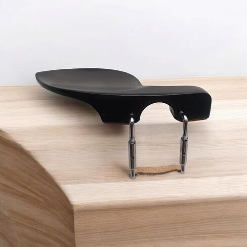 Violin Chin Rest 4/4 Size, Guarneri Style with Chrome Brackets, Brown Polished Finish, Professional Classical Instrument Accessory (EBONYWOOD WITH GOLD CALMP) in Kuwait