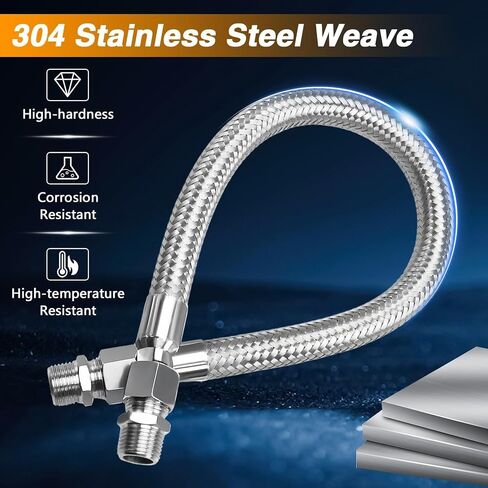 خراطيم ضاغط الصف الصناعي من الفولاذ المقاوم للصدأ （مع أشرطة ختم الخيط) 1/2 "npt male x 20" ، 750 ° f ， 450 psi ، كلا الجانبين يدوران بحرية in Saudi Arabia