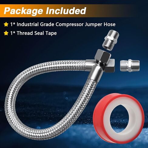 خراطيم ضاغط الصف الصناعي من الفولاذ المقاوم للصدأ （مع أشرطة ختم الخيط) 1/2 "npt male x 20" ، 750 ° f ， 450 psi ، كلا الجانبين يدوران بحرية in Saudi Arabia