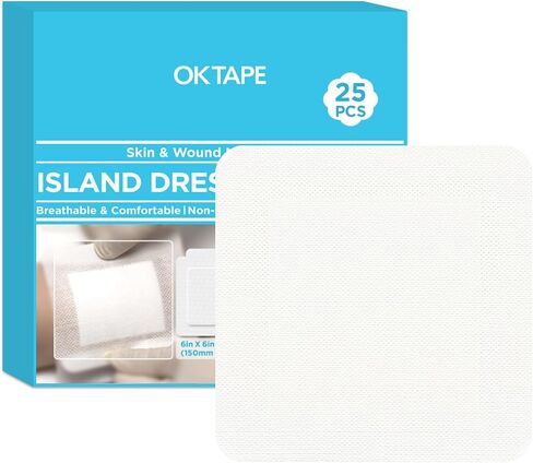 OK TAPE Bordered Gauze Island Dressing 4"x4",25 Count Wrapped Gauze Pads,Non-Woven Sterile Wound Dressing with Highly Absorbent Pad,Soft and Breathable Bandages for Wounds, First Aid in Saudi Arabia