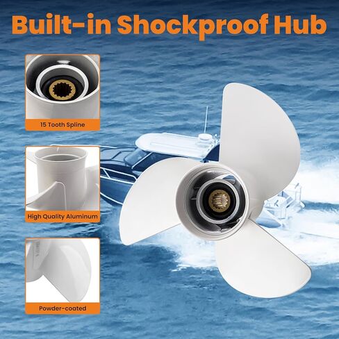 MaxPeedingRods 13 1/4x17 المروحة الخارجية لـ Yamaha Prop T50HP T60HP 70HP 75HP 80HP 115HP 130HP 6E5-45945-01-00 15 Spline 3 Blades RH ، 6E54594501EL Aluminum in Kuwait