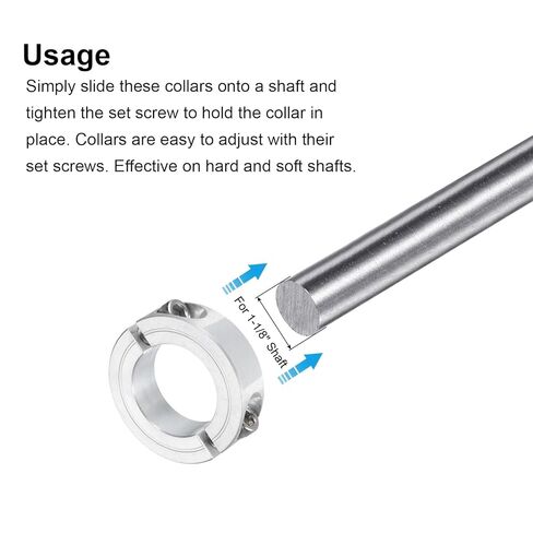 uxcell 2Pcs Double Split Clamp-On Shaft Collar for 1-1/8" Shaft, Two-Piece Clamping Collar 1-7/8" OD, 1/2" Thickness, Aluminum Alloy Set Screw Split Collar Clamp in Saudi Arabia