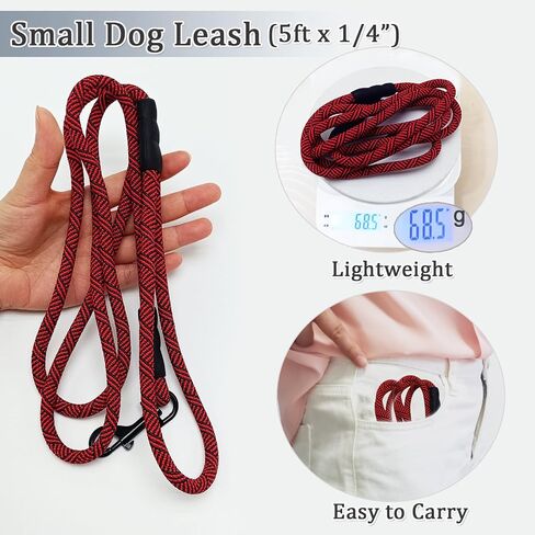 WYuZe 5/10/16 FT Puppy Leash for Small Dogs Cat, 1/4" Thin Black Rope Leash in Saudi Arabia