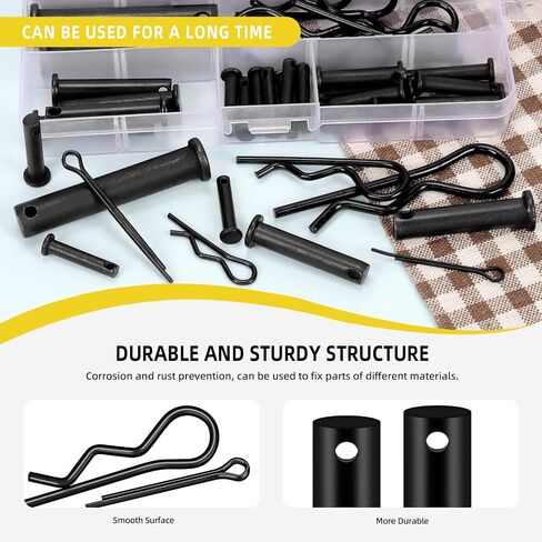 67pcs الكربون الصلب الكربون clevis دبوس دبوس دبوس دبوس مجموعة ، وتشمل 5 أحجام M5 M6 M8 M10 M12 رأس مسطح ثقب الكليف دبابيس و M2 M3 M4 تقسيم دبابيس/ R مقاطع R in Saudi Arabia