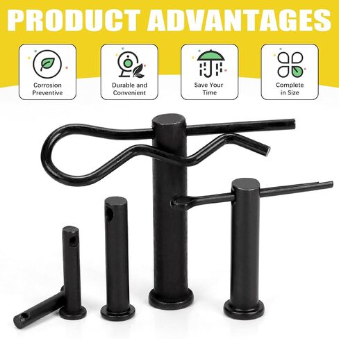67pcs الكربون الصلب الكربون clevis دبوس دبوس دبوس دبوس مجموعة ، وتشمل 5 أحجام M5 M6 M8 M10 M12 رأس مسطح ثقب الكليف دبابيس و M2 M3 M4 تقسيم دبابيس/ R مقاطع R in Saudi Arabia