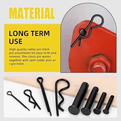 67pcs الكربون الصلب الكربون clevis دبوس دبوس دبوس دبوس مجموعة ، وتشمل 5 أحجام M5 M6 M8 M10 M12 رأس مسطح ثقب الكليف دبابيس و M2 M3 M4 تقسيم دبابيس/ R مقاطع R in Saudi Arabia