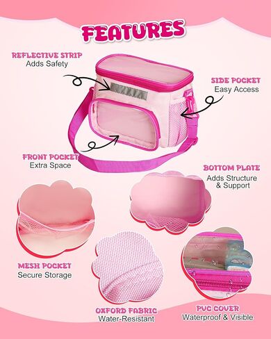 Kids Bike Basket Front – Bicycle Handlebar Bag for Tricycle, Balance Bike, or Scooter – with Detachable Shoulder Strap – Gift for Girls – Bike Accessories & Water Bottle Holder, Pink in Kuwait