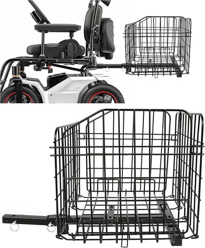 ECOTRIC Rear Folding Basket Compatible with Most Pride Mobility Scooters Waterproof Made of Steel and Works with 1" Receiver Storage Cargo Basket Black in Saudi Arabia