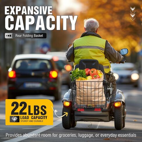 ECOTRIC Rear Folding Basket Compatible with Most Pride Mobility Scooters Waterproof Made of Steel and Works with 1" Receiver Storage Cargo Basket Black in Saudi Arabia
