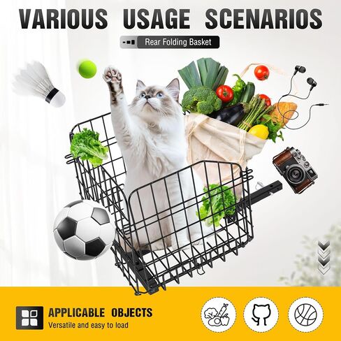 ECOTRIC Rear Folding Basket Compatible with Most Pride Mobility Scooters Waterproof Made of Steel and Works with 1" Receiver Storage Cargo Basket Black in Saudi Arabia