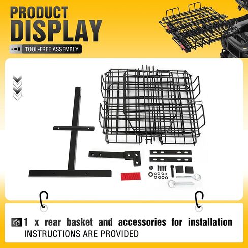 ECOTRIC Rear Folding Basket Compatible with Most Pride Mobility Scooters Waterproof Made of Steel and Works with 1" Receiver Storage Cargo Basket Black in Saudi Arabia