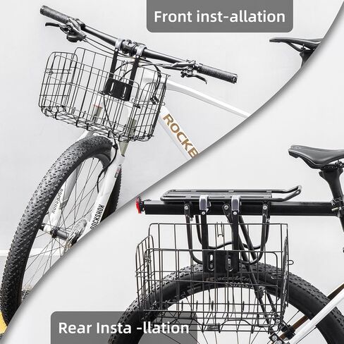 ROCKBROS Folding Bike Basket Sturdy Front Bicycle Basket Easy to Install for Scooter Mountain Bike and Beach Cruiser in Saudi Arabia