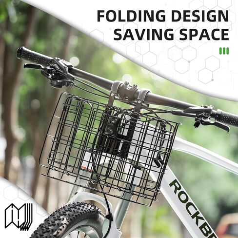 ROCKBROS Folding Bike Basket Sturdy Front Bicycle Basket Easy to Install for Scooter Mountain Bike and Beach Cruiser in Saudi Arabia