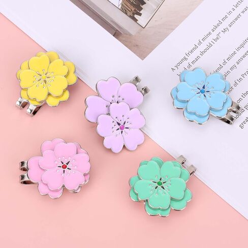 5pcs Magnetic Golf Ball Marker Hat Clip, Flower Shape Strong Magnet Ball Marker Clips Golf Decoration Accessories for Women Men Golfers Gloves Bag Cap (5 Colors) in Saudi Arabia