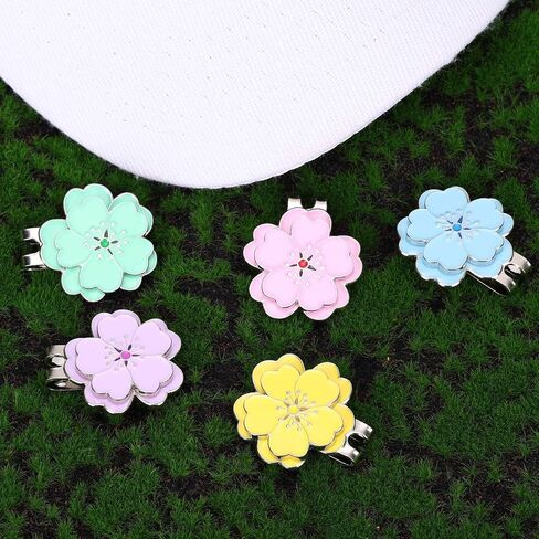 5pcs Magnetic Golf Ball Marker Hat Clip, Flower Shape Strong Magnet Ball Marker Clips Golf Decoration Accessories for Women Men Golfers Gloves Bag Cap (5 Colors) in Saudi Arabia