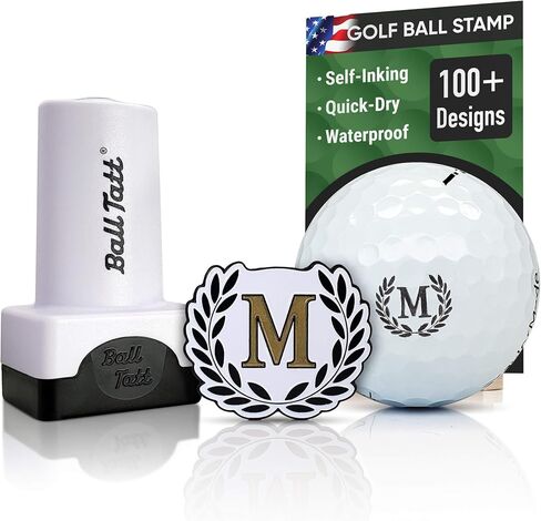 Monogram Golf Ball Stamp - علامة ذاتية - أداة علامات دائمة سريعة الجفاف ، لا تسرب أو عبوات ، قابلة لإعادة الاستخدام ومقاومة للماء - هدية مثالية لاعبي الغولف والآباء والتقاعد. in Kuwait
