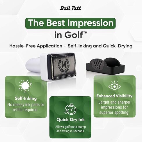 Monogram Golf Ball Stamp - علامة ذاتية - أداة علامات دائمة سريعة الجفاف ، لا تسرب أو عبوات ، قابلة لإعادة الاستخدام ومقاومة للماء - هدية مثالية لاعبي الغولف والآباء والتقاعد. in Kuwait