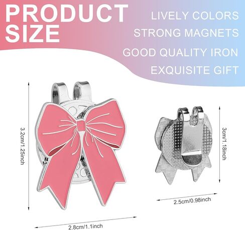 2pcs Magnetic Golf Ball Marker with Hat Clip, Cute Bow Shape Strong Magnet Golf Ball Marker Versatile Decoration Accessories for Men Women Golfer (Pink, Blue) in Kuwait
