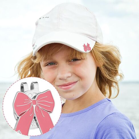 2pcs Magnetic Golf Ball Marker with Hat Clip, Cute Bow Shape Strong Magnet Golf Ball Marker Versatile Decoration Accessories for Men Women Golfer (Pink, Blue) in Kuwait