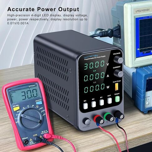Adjustable Power Supply with 4-Digit LED Display; 5V/3.6A USB Fast Charging with 3-Group Memory with Encoder Adjustment(APS1203H 120V 3A) in Saudi Arabia