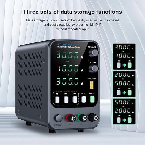 Adjustable Power Supply with 4-Digit LED Display; 5V/3.6A USB Fast Charging with 3-Group Memory with Encoder Adjustment(APS1203H 120V 3A) in Saudi Arabia