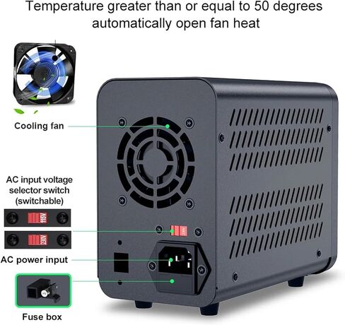 Adjustable Power Supply with 4-Digit LED Display; 5V/3.6A USB Fast Charging with 3-Group Memory with Encoder Adjustment(APS1203H 120V 3A) in Saudi Arabia