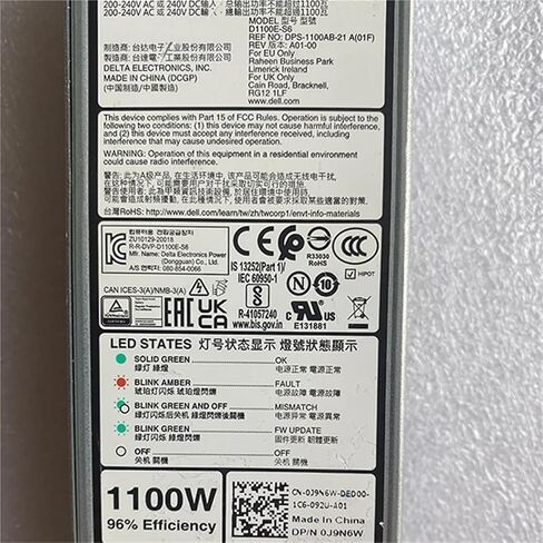 D1100E-S6 لـ R650 R6525 R750 R7525 Generation 15th EMC 1100W مزود الطاقة PSU 0J9N6W J9N6W CN-0J9N6W in Saudi Arabia