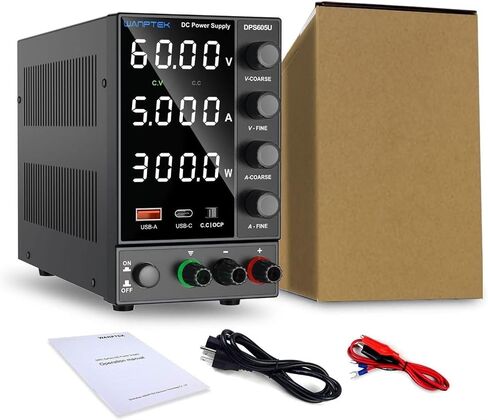 Adjustable Switching Power Supply (30V 10A) with Encoder Coarse and Fine Adjustment Knobs, with USB and Type-C Fast Charging(DPS605U) in Saudi Arabia