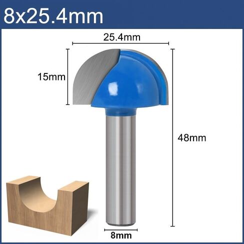 8mm Shank Corner Rounding Router Bit 16/19/22/25mm Round Router Bit Wood Trimming Cutter Radius Wood Milling Cutter (Size : 8x22mm) in Kuwait