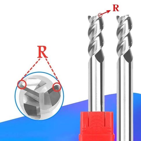 3 Flute CNC Router Bit Spiral End Mills Carbide Corner Rounding End Mill PVC Spiral Cutter Aluminum End Milling Cutter (Color : 3R0.2x8xD3x50mm, Size : AL -HRC 55-3F) in Kuwait