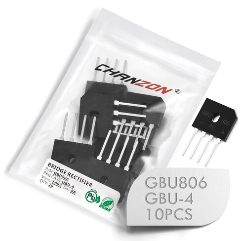 (حزمة من 10 قطع) Chanzon GBU806 Bridge Rectifier Diode 8A 600V GBU-4 (SIP-4) مرحلة واحدة ، الموجة الكاملة 8 أمبير 600 فولت ثنائيات السيليكون الإلكترونية in Saudi Arabia