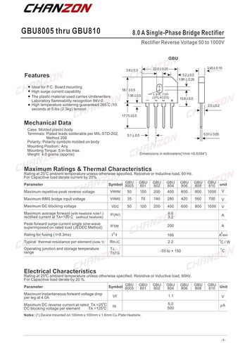 (حزمة من 10 قطع) Chanzon GBU806 Bridge Rectifier Diode 8A 600V GBU-4 (SIP-4) مرحلة واحدة ، الموجة الكاملة 8 أمبير 600 فولت ثنائيات السيليكون الإلكترونية in Saudi Arabia