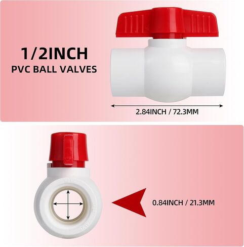 Yadian 6 Pack 1/2 "PVC Ball Valve Slip SCH40 PVC RATE PIPE VALVE ، T HALLE HANDEL SOCKER in Kuwait