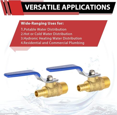 (حزمة من 2) Efield 3/4 بوصة CRIMP PEX x 3/4 بوصة من الذكور NPT النحاس صمام كرة التغلق لتطبيق السباكة ، ASTM F1807 ، المستوى الأزرق ، معتمد من CUPC ، (Valve442-2pcs) in Saudi Arabia