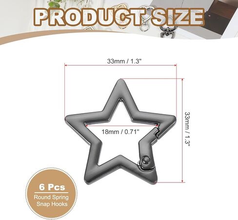 مقطع سلسلة مفاتيح Patikil Star ، مفتاح Star Ring Snap Hook Clips Zinc Alloy Trigger Spring Buckle in Kuwait