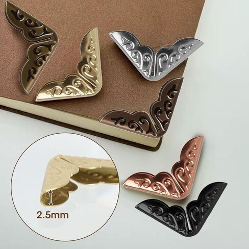 60 Pack Decorative Metal Photo Frame Corners Protectors, Vintage Embellishment Picture Iron Edge Guards for Book Albums DIY Crafting Projects (Black, Bronze, Red Bronze, White Nickel, Gold) in Saudi Arabia