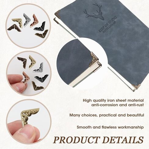 60 Pack Decorative Metal Photo Frame Corners Protectors, Vintage Embellishment Picture Iron Edge Guards for Book Albums DIY Crafting Projects (Black, Bronze, Red Bronze, White Nickel, Gold) in Saudi Arabia