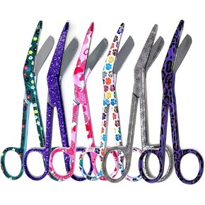 Set of 6 Assorted Pattern Nurse Doctor EMT Lister Bandage Scissors 5.5" (14cm), Stainless Steel, Premium Quality-Ideal Gift (Set 7) in Kuwait