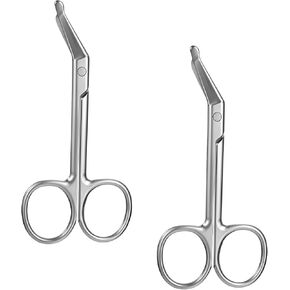 2 قطع مقص فغر ، مقص ضمادة جراحية ، التمريض من الفولاذ المقاوم للصدأ والمقص الجراحي ، مستلزمات رعاية العظم لقطع أكياس ستوما - 4.41 × 1.97 بوصة ، منحنية (فضية) in Kuwait