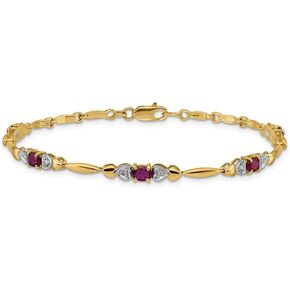 14K Gold 4x3 mm Gemstone and Diamond Bracelet 7" in Kuwait
