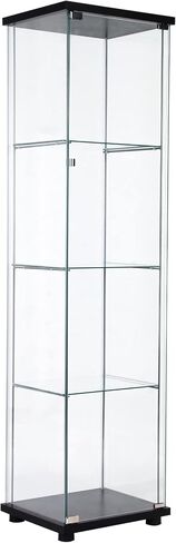 Newcosmos One Door Door Glass Glaz Glass Glaint With 4 REVES ، Black in Saudi Arabia