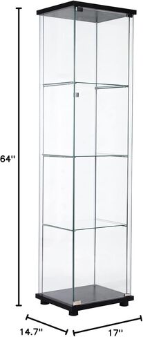 Newcosmos One Door Door Glass Glaz Glass Glaint With 4 REVES ، Black in Saudi Arabia